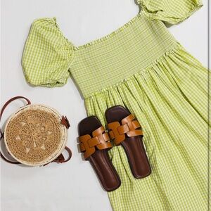 Aritzia Sunday Best Hadley Dress Gingham Green Size M